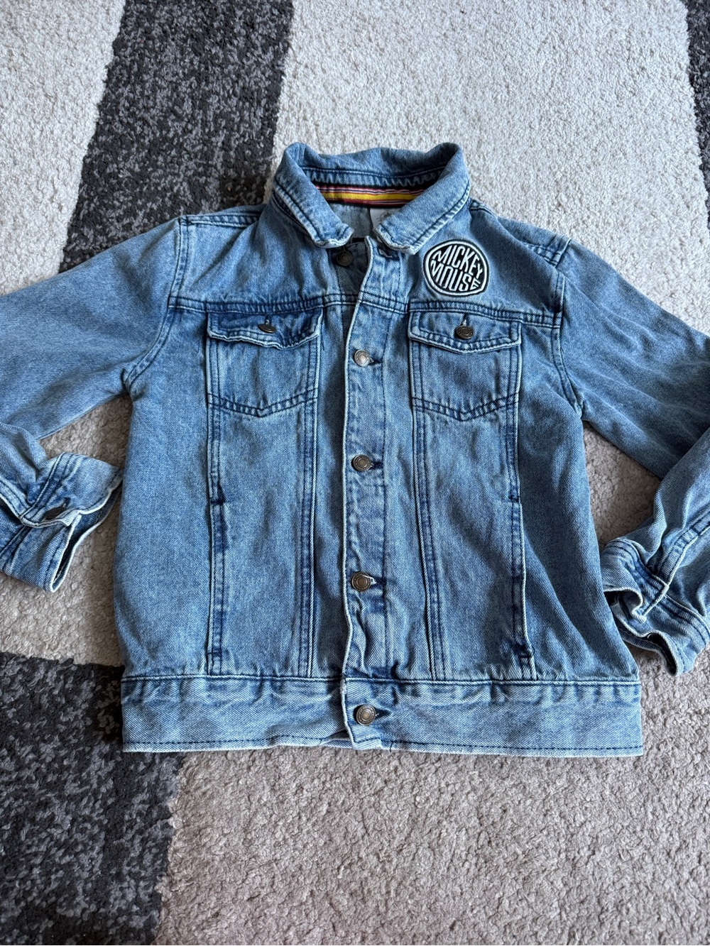 Disney Mickey Mouse Light Blue Denim Kids' Jacket- Leader of the Club- Size 7/8